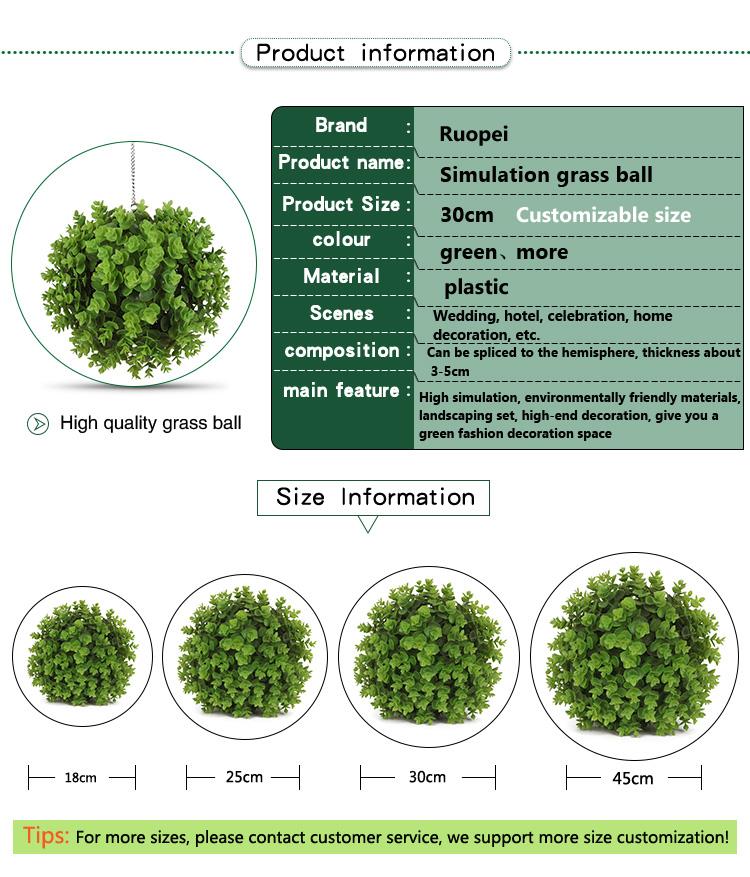 Decoration artificial garden grass ball hanging on wall